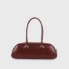 Women's Minimalist Zipper Shoulder Baguette Bag in Genuine Leather
