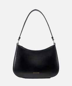 Women's Leather Shoulder Bag with Magnetic Closure