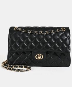 Women's Quilted Lambskin Leather Chain Crossbody Bag In Gold Hardware