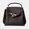Women's Vintage Genuine Leather Top Handle Bag With Lock Closure