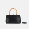 Women's Genuine Leather Bamboo Crossbody Top Handle Bag