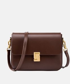 Women's Vintage Genuine Leather Lock Shoulder Bags
