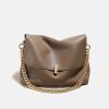 Women's Soft Leather Lock Chain Shoulder Crossbody Bag With Minimalist