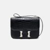 Women's Full-Grain Leather Croc Print H-Lock Crossbody Bag