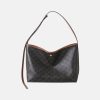 Women's Black Split Leather Printed Crossbody Shoulder Hobo Bag with Small Zipper Pouch