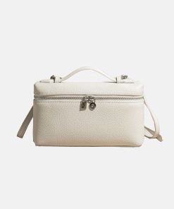 Women's Genuine Leather Minimalist Zipper Crossbody Top Handle Box Bag