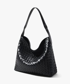 Women's Minimalist Woven Genuine Leather Magnetic Hobo Bag