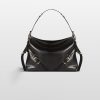 Women's Black Genuine Leather Minimalist Crossbody Shoulder Hobo Bags