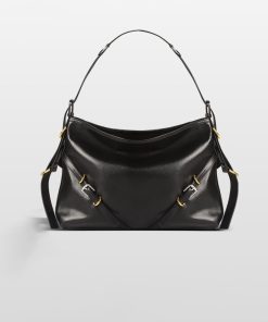 Women's Black Genuine Leather Minimalist Crossbody Shoulder Hobo Bags
