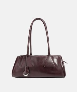 Women's Minimalist Genuine Leather Pillow-Shaped Baguette Bag