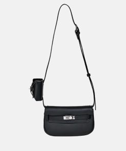 Women's Genuine Leather Crossbody Lock Closure Saddle Bag