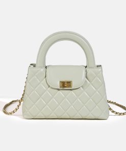 Women's Minimalist Genuine Leather Crossbody Chain Quilted Handbag