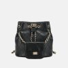 Women's Genuine Leather Quilted Chain Backpack Bucket Bag