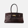 Women's Croc Embossed Full-Grain Leather Horizontal Top Handle Bag